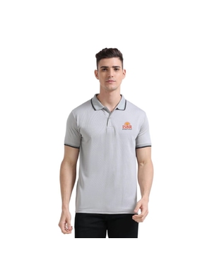 Greys&Blues PrimoKnit Polo Tshirt- Light Grey with Black Tipping
